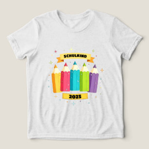 Bunte Stifte mit Sternchen - Schulkind 2025 Tri-Blend Shirt