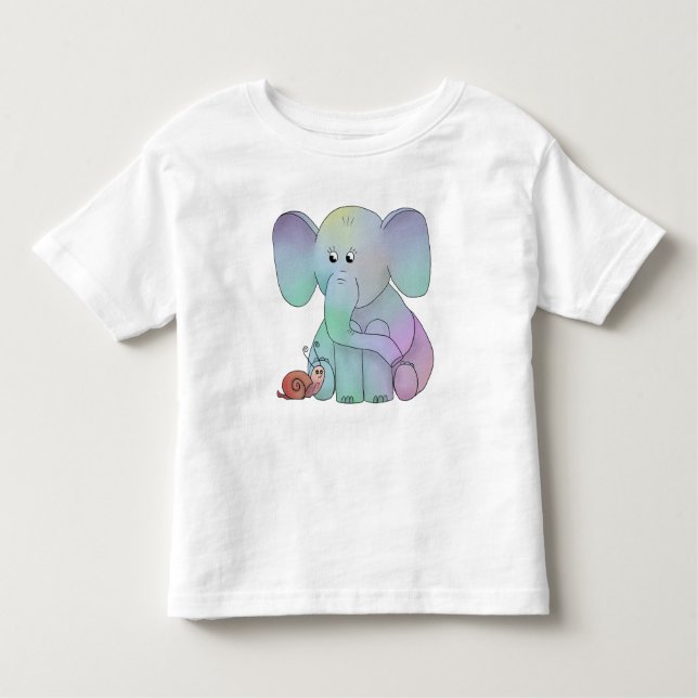 Bunter Elefant with Snail Toddler T-Shirt (Front)