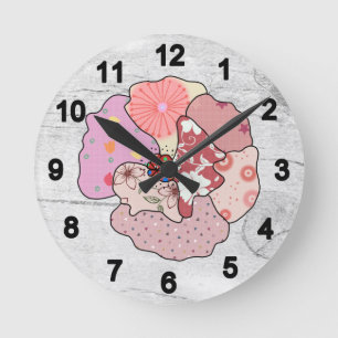 Bunter Mohn Round Clock