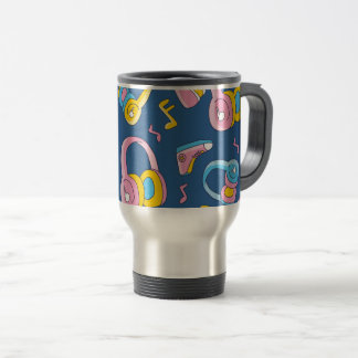 Bunter Musikmix in rosa, blau, gelb Travel Mug