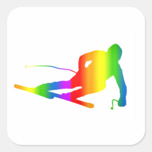 Bunter Ski Regenbogen Sticker