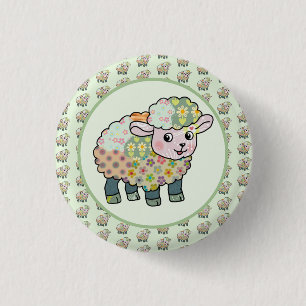 buntes Lämmchen postkarte 3 Cm Round Badge