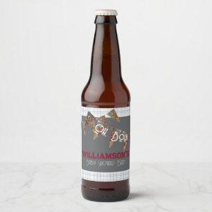 Bunting and blue plaid Beverage bottle Labels