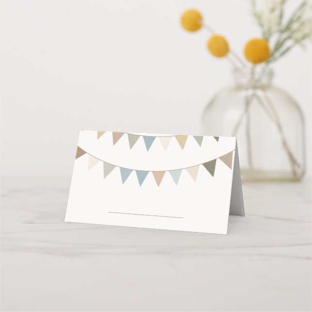 Bunting blank place card with handwriting line (Front)