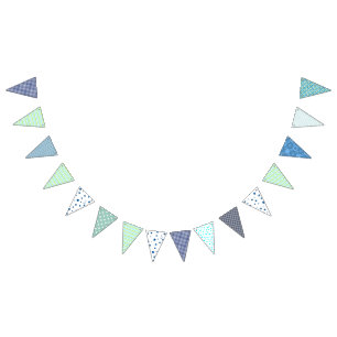 Bunting - Blue Green and White Bunting