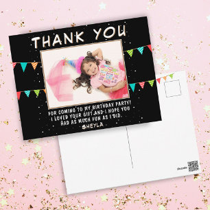 Bunting Flag Birthday Photo Thank you Postcard