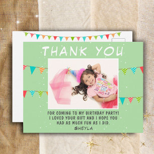 Bunting Flag Birthday Photo Thank you Postcard