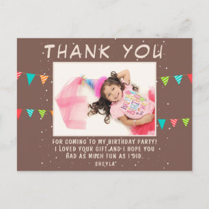 Bunting Flag Birthday Photo Thank you Postcard