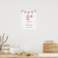Bunting Flag Fluffy Bunny 1st Birthday Welcome
