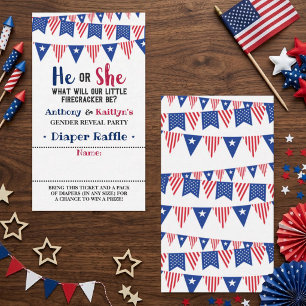 Bunting Flags 4th Of July Gender Reveal Party Enclosure Card