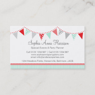 Bunting party events planning business cards
