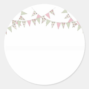 Bunting - Pink & Green Classic Round Sticker