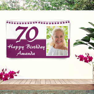 Bunting Stars Photo 70th Birthday Party  Banner