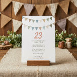 Bunting wedding table number card guest name list<br><div class="desc">This wedding table card features a cheerful bunting design in soft tones, with space to display the table number and a neatly arranged list of guest names. It pairs perfectly with the full wedding suite for a colourful, rustic celebration. Ideal for summer weddings or garden receptions with a relaxed, joyful...</div>