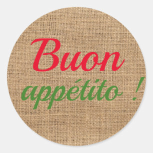 Buon appétito - rustic classic round sticker