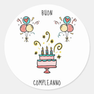 Buon Compleanno   Happy Birthday Classic Round Sticker