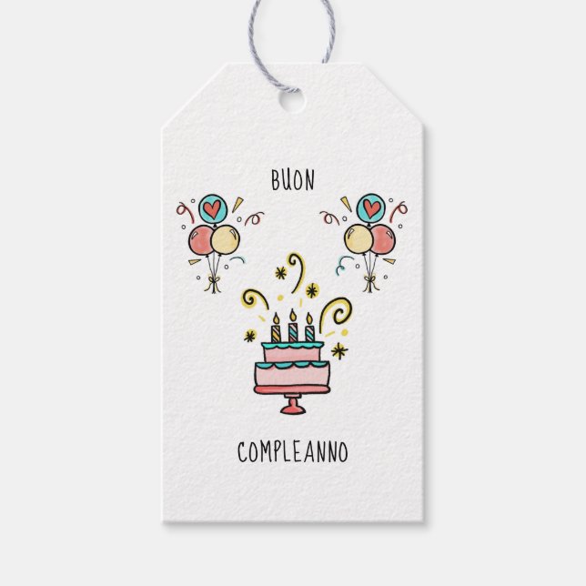 Buon Compleanno | Happy Birthday Gift Tags (Front)