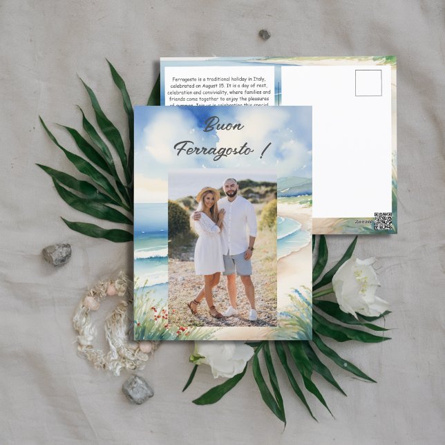 Buon Ferragosto italian Celebration Day your photo Holiday Postcard (Creator Uploaded)