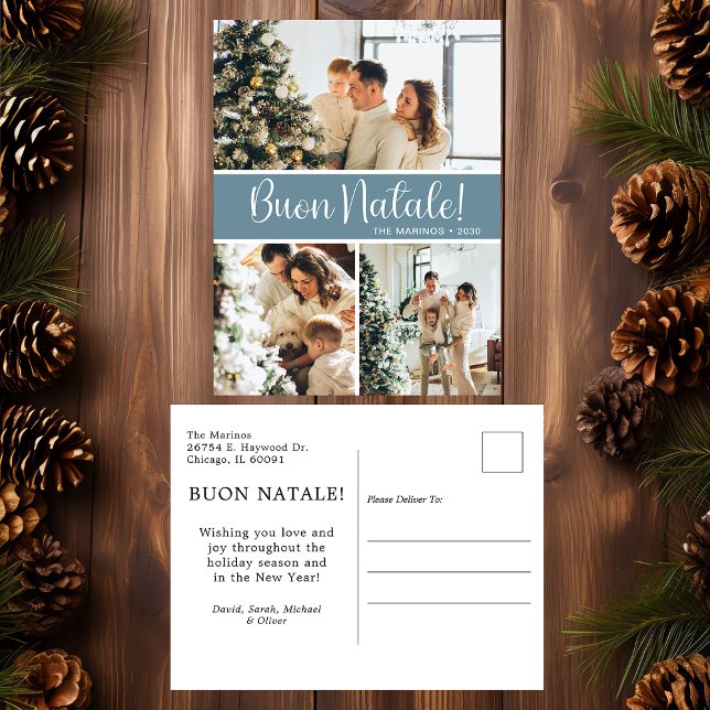 Buon Natale 3 Photo  Holiday Postcard (Creator Uploaded)