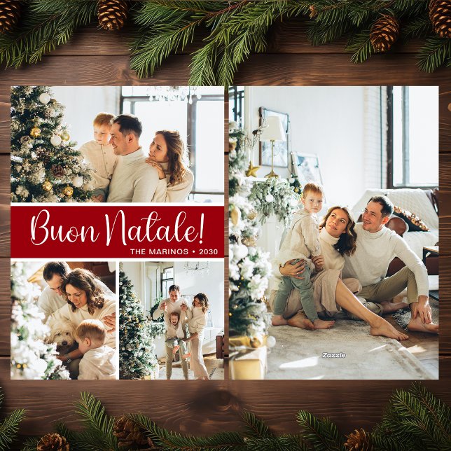 Buon Natale 4 Photo Flat Holiday Card (Creator Uploaded)