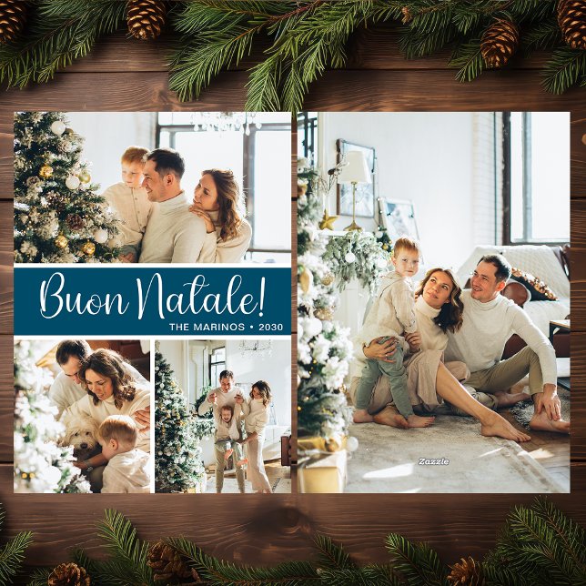 Buon Natale 4 Photo Flat Holiday Card (Creator Uploaded)