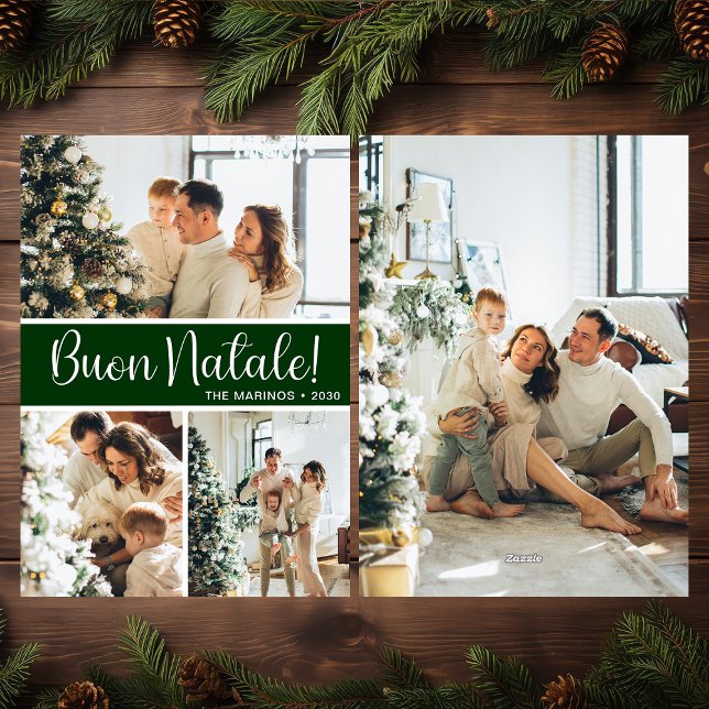 Buon Natale 4 Photo Flat Holiday Card (Creator Uploaded)