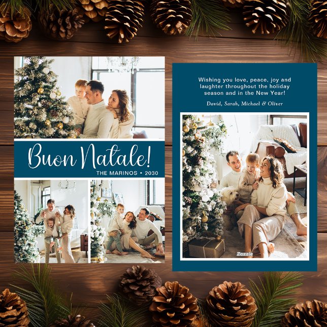 Buon Natale 4 Photo Flat Holiday Card (Creator Uploaded)