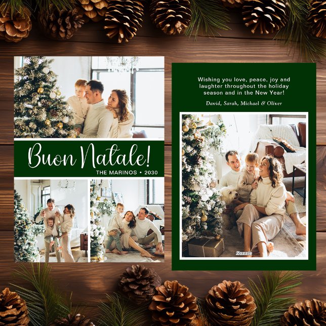 Buon Natale 4 Photo Flat Holiday Card (Creator Uploaded)