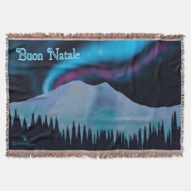 Buon Natale - Blue Aurora Throw Blanket (Front)