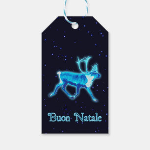 Buon Natale - Blue Caribou (Reindeer) Gift Tags