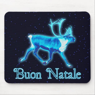 Buon Natale - Blue Caribou (Reindeer) Mouse Pad