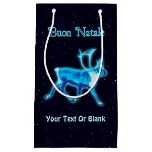 Buon Natale - Blue Caribou (Reindeer) Small Gift Bag