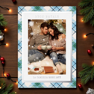 Buon Natale Blue Green Plaid Tartan Photo