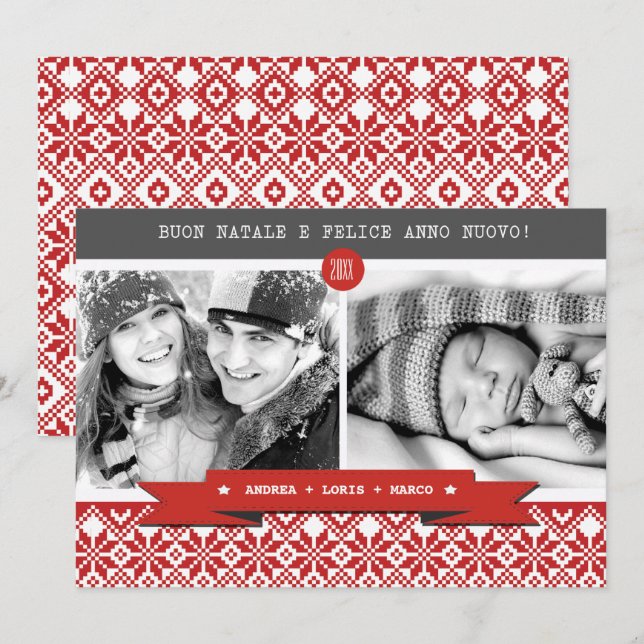 Buon Natale. Christmas Photo Card in Italian (Front/Back)