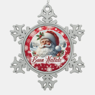 Buon Natale con Babbo Natale  Snowflake Pewter Christmas Ornament