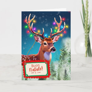 Buon Natale Deer Spreading Cheer and Joy Holiday Card