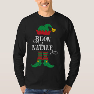 Buon Natale Elf Italian Christmas Art Illustration T-Shirt