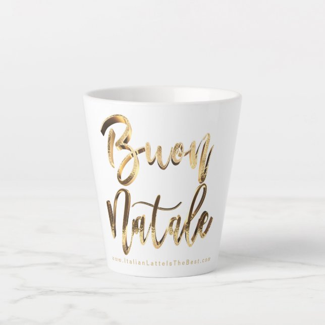 Buon Natale Faux Gold Script Italian Christmas Latte Mug (Front)