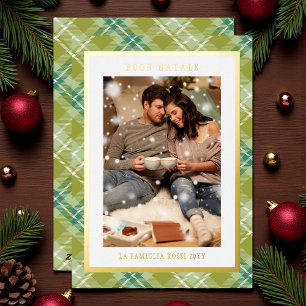 Buon Natale Green Plaid Tartan Photo