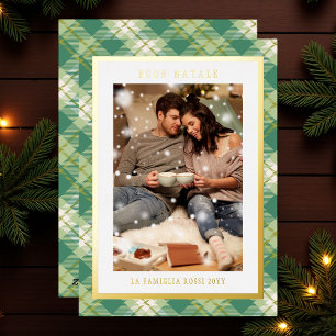 Buon Natale Green Plaid Tartan Photo