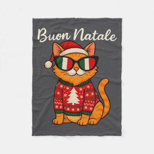 Buon Natale Italian Cat Christmas, Italy Pride Hol Fleece Blanket