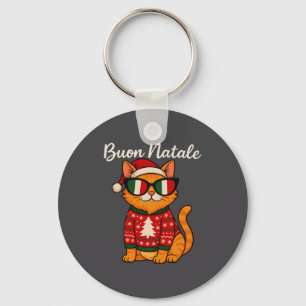Buon Natale Italian Cat Christmas, Italy Pride Hol Key Ring