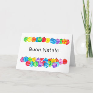 Buon Natale Italian Christmas baubles, watercolor Holiday Card