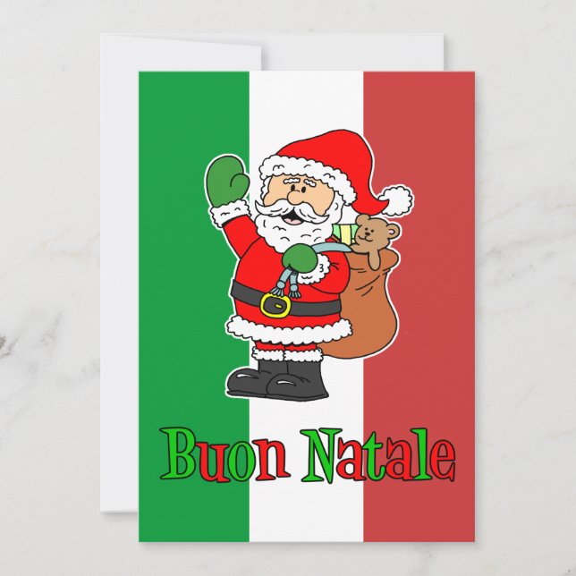 Buon Natale Italian Christmas Santa Party Invite (Front)