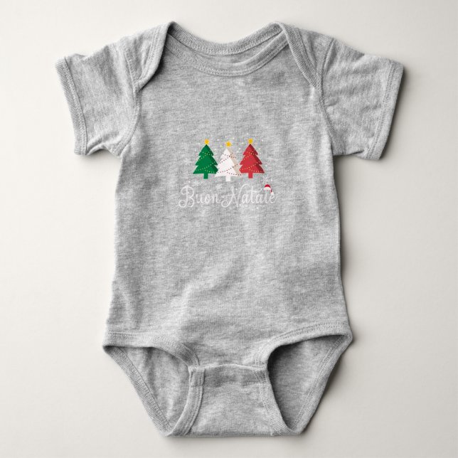 Buon Natale Italian Christmas Tree Baby Bodysuit (Front)