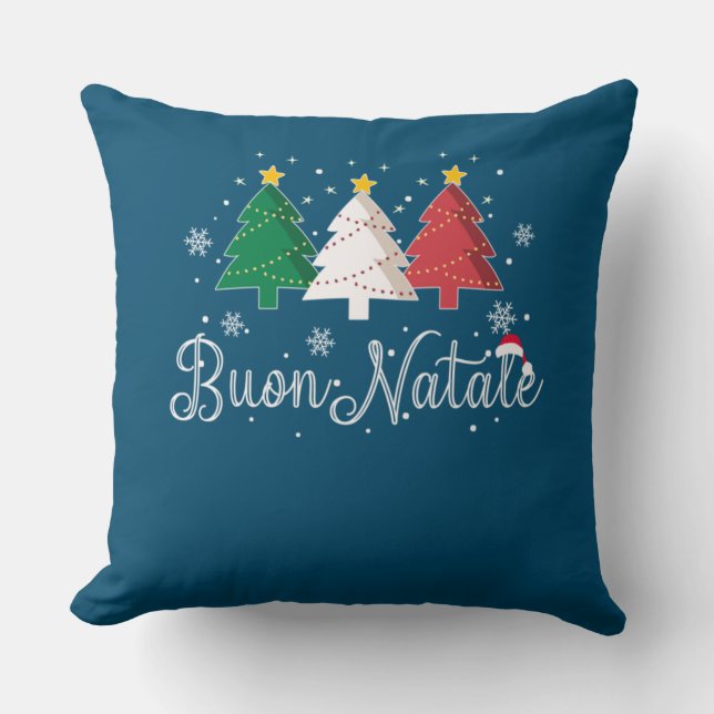 Buon Natale Italian Christmas Tree Cushion (Front)