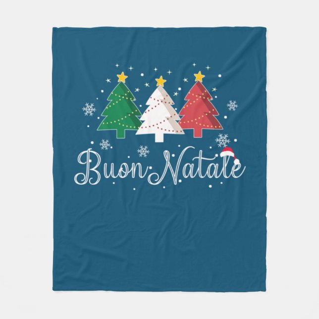 Buon Natale Italian Christmas Tree Fleece Blanket (Front)