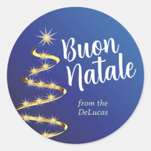 Buon Natale Italian Christmas with any name Classic Round Sticker