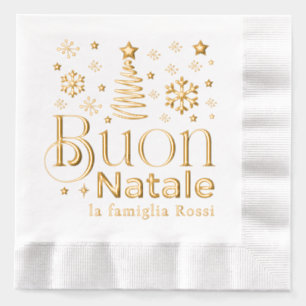 Buon Natale Italian Family Christmas Tree Foil Napkins