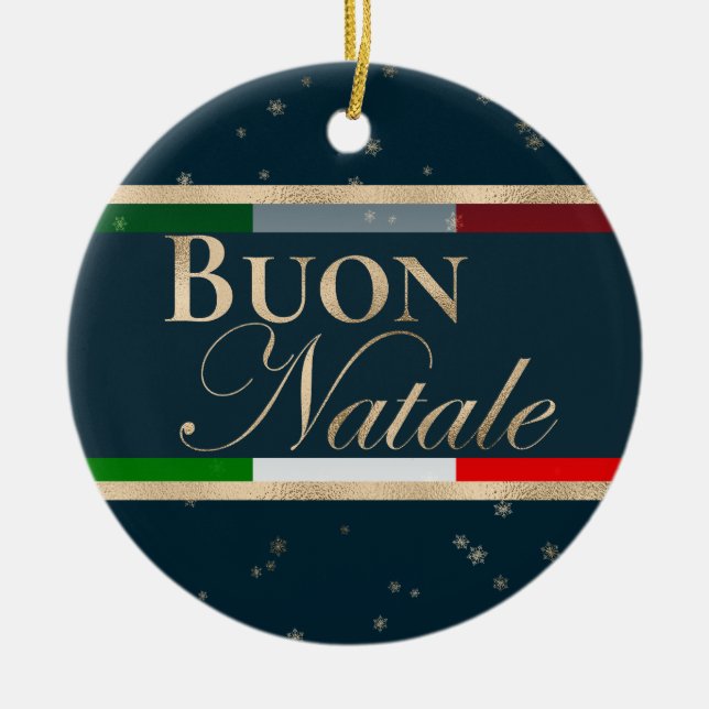 Buon Natale Italian Flag Christmas Ceramic Tree Decoration (Front)